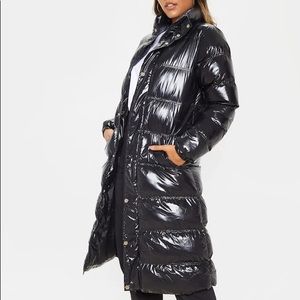 Black Maxi High Shine Fitted Puffer